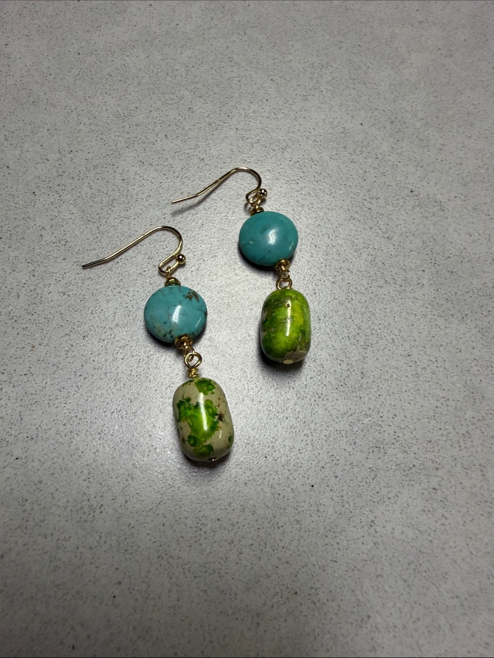 Turquoise & Green Stone Drop Earrings